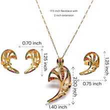 Contemporary Pendant Chain Earring with Ring Aurora Abstract Leaf Design with Swarovski Jewellery Set - Necklace