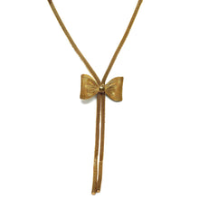 Cuban Link Lariat Style Wire Mesh with Bow Snake Chain Flexi Yellow Plated Necklace – Flexible Fashion Jewelry