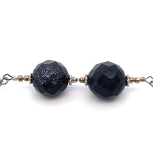 Dark Blue Sandstone 14mm Ball Facet Dangle Gemstone Earrings