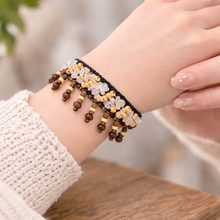 Handmade Brown Coconut & Rose Quartz Cluster Stretchable Bracelet - Eco-Friendly Natural Jewelry