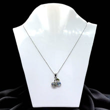 Double Cherry Pendant Beaded Chain 15” Necklace with White Rhinestones – Fun Statement Jewelry - Necklace