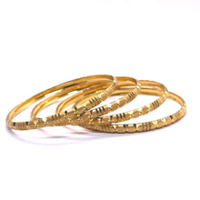 Elegant Yellow Gold Plated Bangle 1 Piece Featuring Textured Traditional Design and Fine Geometric Engravings Electro