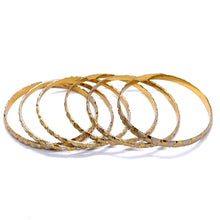 Engraved White Yellow Gold Plated metal 1 Piece Bangle with with Intricate Geometric Patterns - Bracelet