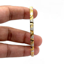 Engraved White Yellow Gold Plated metal 1 Piece Bangle with with Intricate Geometric Patterns - Bracelet