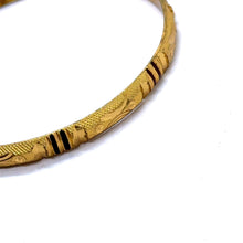 Ethnic Yellow Gold Plated metal 1 Piece Bangle Featuring Engraved Geometry and Heritage-Inspired Texture - Bracelet