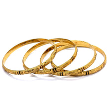 Ethnic Yellow Gold Plated metal 1 Piece Bangle Featuring Engraved Geometry and Heritage-Inspired Texture - Bracelet