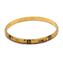 Ethnic Yellow Gold Plated metal 1 Piece Bangle Featuring Engraved Geometry and Heritage-Inspired Texture - Bracelet