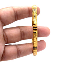 Ethnic Yellow Gold Plated metal 1 Piece Bangle Featuring Engraved Geometry and Heritage-Inspired Texture - Bracelet
