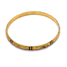 Ethnic Yellow Gold Plated metal 1 Piece Bangle Featuring Engraved Geometry and Heritage-Inspired Texture - Bracelet