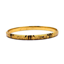 Ethnic Yellow Gold Plated metal 1 Piece Bangle Featuring Engraved Geometry and Heritage-Inspired Texture - Bracelet