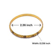 Ethnic Yellow Gold Plated metal 1 Piece Bangle Featuring Engraved Geometry and Heritage-Inspired Texture - Bracelet