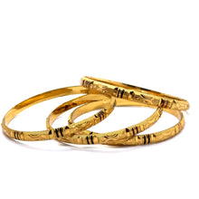 Ethnic Yellow Gold Plated metal 1 Piece Bangle Featuring Engraved Geometry and Heritage-Inspired Texture - Bracelet