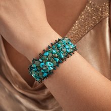 Handcrafted Chunky Turquoise Nugget Beaded Stretch Bracelet - Natural Blue-Green Gemstone Boho Statement Jewelry
