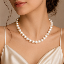 Freshwater Pearl 10mm White Round 16.7’’ Necklace Glossy Jewelry for Radiance and Peace - Necklace