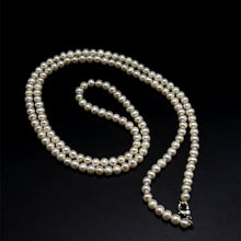 Natural Freshwater Pearl 5mm White Round Necklace 32.5’’ Jewelry for Purity and Spiritual Calm - Necklace