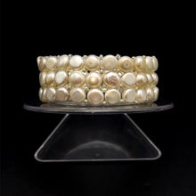 Freshwater Pearl 7 Inch Bracelet Cool White Button Shape Graceful and Timeless June Birthstone - Bracelet