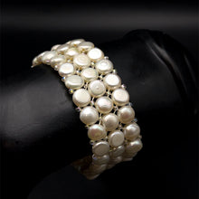 Freshwater Pearl 7 Inch Bracelet Cool White Button Shape Graceful and Timeless June Birthstone - Bracelet