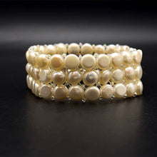 Freshwater Pearl 7 Inch Bracelet Cool White Button Shape Graceful and Timeless June Birthstone - Bracelet