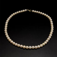 Natural Freshwater Pearl 7mm Cream Round Necklace 16.9’’ June Birthstone Jewelry for Joy and Emotional Balance