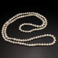 Natural Freshwater Pearl 7mm White Ringed Necklace 32’’ June Birthstone Jewelry for Growth and Harmony - Necklace