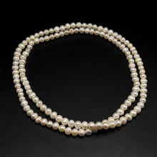 Natural Freshwater Pearl 7mm White Ringed Necklace 32’’ June Birthstone Jewelry for Growth and Harmony - Necklace