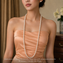 Natural Freshwater Pearl 7mm White Ringed Necklace 32’’ June Birthstone Jewelry for Growth and Harmony - Necklace