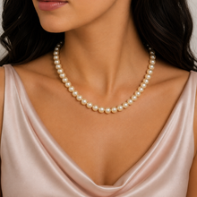 Freshwater Pearl 7mm White Round 16.8’’ Necklace Fine Round Strand for Purity and Inner Calm - Necklace