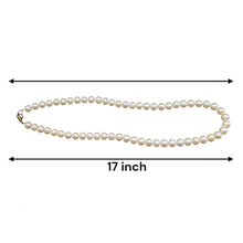 Natural Freshwater Pearl 7mm White Round Necklace 17’’ Elegant Necklace for Radiance and Peace - Necklace