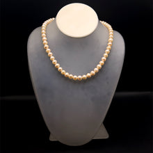 Natural Freshwater Pearl 8mm Pink Ringed Necklace 16.2’’ Stunning Jewelry for Love and Heart Chakra Energy - Necklace