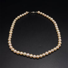 Natural Freshwater Pearl 8mm Pink Ringed Necklace 16.2’’ Stunning Jewelry for Love and Heart Chakra Energy - Necklace
