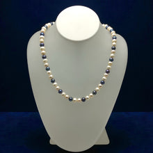 Natural Freshwater Pearl 8mm White Pink Grey Ringed 18.2’’ Charming Necklace for Creativity and Emotional Balance