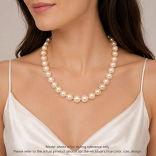 Natural Freshwater Pearl 9mm Cream Ringed Necklace 18.7’’ Classic Design Jewelry for Strength and Emotional Clarity