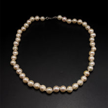 Natural Freshwater Pearl 9mm Cream Ringed Necklace 18.7’’ Modern Jewelry for Confidence and Calm - Necklace