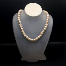 Natural Freshwater Pearl 9mm Cream Ringed Necklace 18.7’’ Modern Jewelry for Confidence and Calm - Necklace