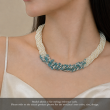 Pearl Classic Twisted Necklace with Plain Chips Blue Topaz Gemstone