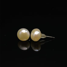 Freshwater Pearl Earrings Stud | Cream Color | Plain Smooth | 8mm-9mm-10mm Button Shape | June Birthstone | Gift