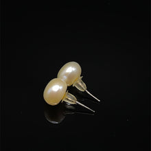 Freshwater Pearl Earrings Stud | Cream Color | Plain Smooth | 8mm-9mm-10mm Button Shape | June Birthstone | Gift