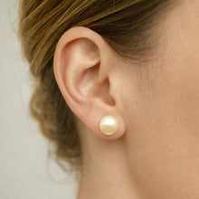 Freshwater Pearl Earrings Stud | Cream Color | Plain Smooth | 8mm-9mm-10mm Button Shape | June Birthstone | Gift