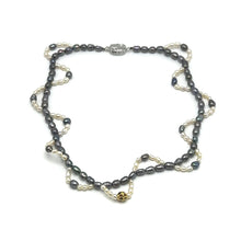 Pearl Elegant Dark Grey and White Twisted Necklace