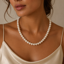 Freshwater Pearl Necklace Cream Round 7mm Smooth | Elegant Classic Jewelry June Birthstone Gift for Her - Necklace