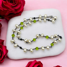 Pearl Elegant Gemstone Station Style Necklace