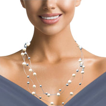 Natural Freshwater Pearl Round 6mm Oval 5x4mm White Grey Necklace 17.5’’ Elegant Shine Jewelry for Harmony and Beauty