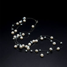Natural Freshwater Pearl Round 6mm Oval 5x4mm White Grey Necklace 17.5’’ Elegant Shine Jewelry for Harmony and Beauty