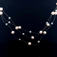 Natural Freshwater Pearl Round 6mm Oval 5x4mm White Grey Necklace 17.5’’ Elegant Shine Jewelry for Harmony and Beauty