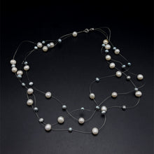 Natural Freshwater Pearl Round 6mm Oval 5x4mm White Grey Necklace 17.5’’ Elegant Shine Jewelry for Harmony and Beauty