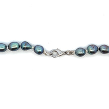 Classic Dark Grey Plain Button Pearl Necklace