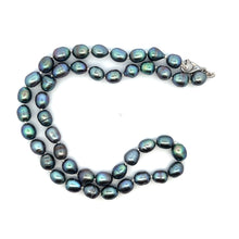 Classic Dark Grey Plain Button Pearl Necklace