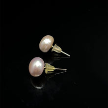 Freshwater Pearl Stud Earrings | 9mm Button Shape | Plain Smooth | Grey Color | June Birthstone | Classic Elegance
