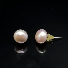 Freshwater Pearl Stud Earrings | 9mm Button Shape | Plain Smooth | Grey Color | June Birthstone | Classic Elegance