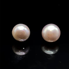 Freshwater Pearl Stud Earrings | 9mm Button Shape | Plain Smooth | Grey Color | June Birthstone | Classic Elegance
